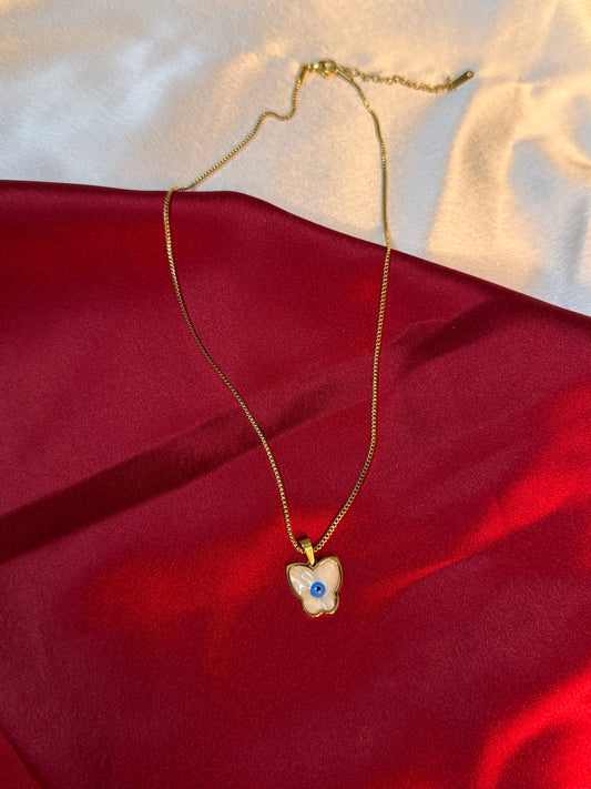 Butterfly evil eye necklace